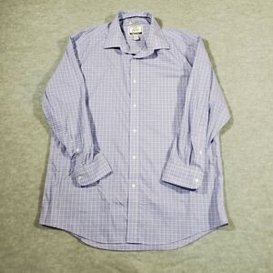 Jos. A. Bank Shirt Mens 16.5 Blue Dress Plaid Brrr Comfort Non Iron Button Down
